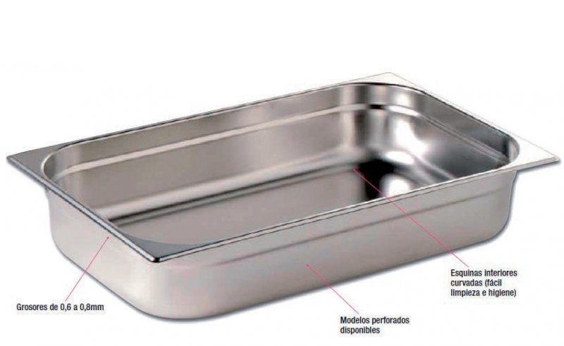 Cubetas Gastronorm Acero Inoxidable de GN1/1-200mm GNCH6