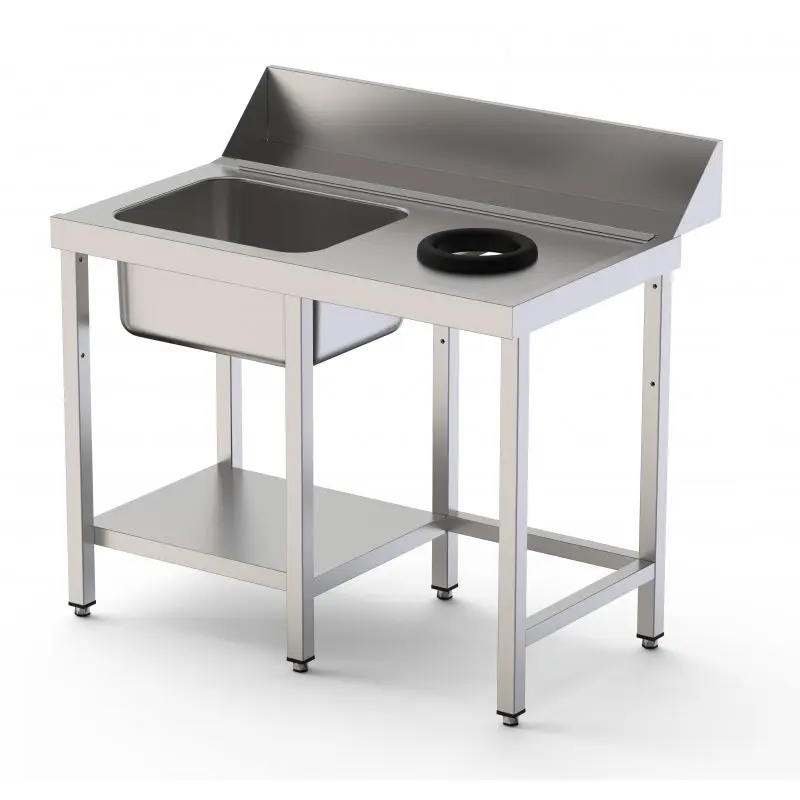 Mesa Prelavado de Acero Inoxidable Para Lavavajillas Con 1 Cubeta de 500x400x250 mm