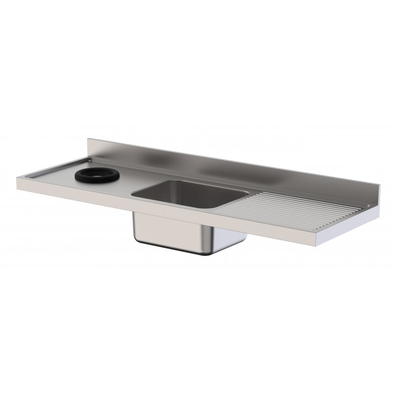Fregadero Industrial Acero Inoxidable Con Aro Desbarazado Para Lavavajillas Con 1 Cuba con Escurridor