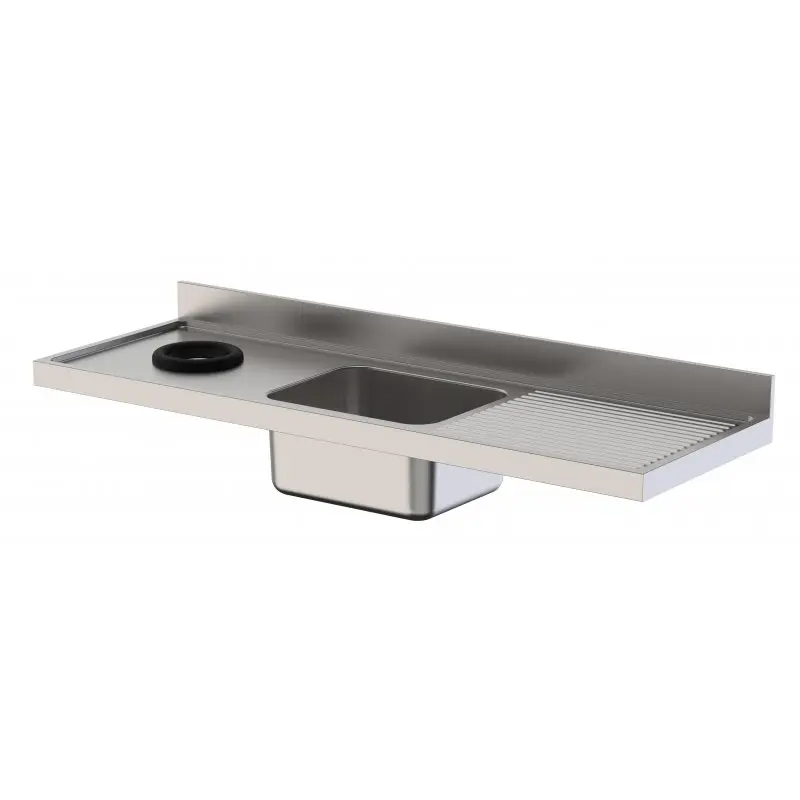 Fregadero Industrial Acero Inoxidable Con Aro Desbarazado Para Lavavajillas Con 1 Cuba con Escurridor