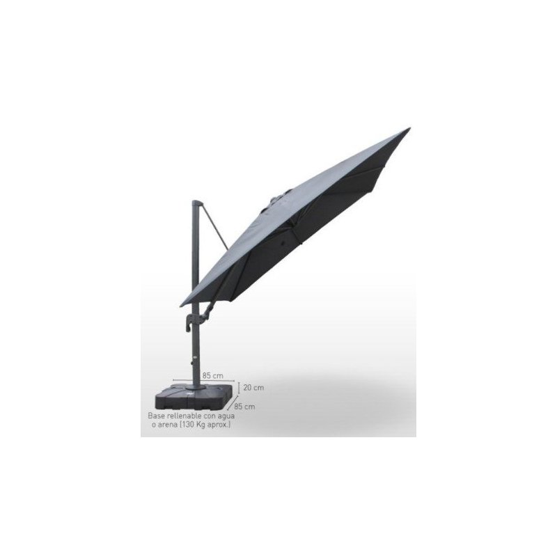 Parasol con mástil de aluminio Orientable con base DELUXE3X3