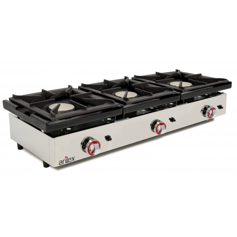Cocina a gas de 3 fuegos de 6 + 6 + 6 Kw 120CG-OUT-T1 ( OUTLET)