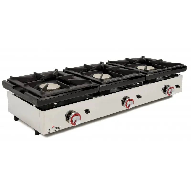 Cocina a gas de 3 fuegos de 6 + 6 + 6 Kw 120CG-OUT-T1 ( OUTLET)