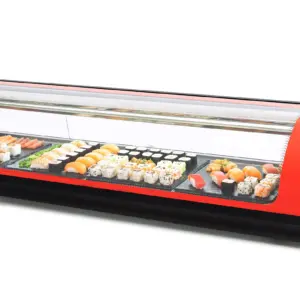 Vitrina refrigerada SUSHI 6 bandejas (no incluidas) GN1/3 fondo LISO color rojo (OUTLET)