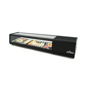 Vitrina refrigerada SUSHI PLANA 8 bandejas (no incluidas) GN1/3 fondo LISO color negro 8VTL-PL-SH-OUT-T1(OUTLET)