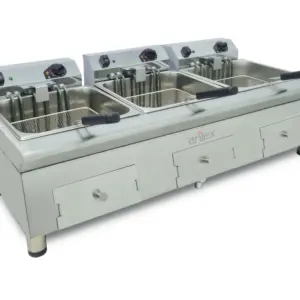 Freidora Eléctrica 12+12+12 Litros 7,5+7,5+7,5 Kw Trifásica Línea 600 100FRE121212GTROUT (OUTLET)