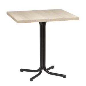 Mesa Interior Armazón Plastificado Negro con Tablero de Melamina Acacia 70x70 cm MERIDA ACA