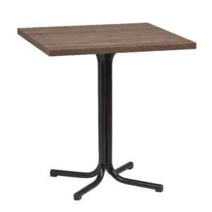 Mesa Interior Armazón Plastificado Negro con Tablero de Melamina Nogal 70x70 cm MERIDA NOG