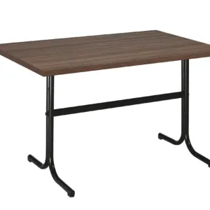 Mesa Interior Armazón Plastificado Negro con Tablero de Melamina Nogal 110x70 cm PLASENCIA NOG