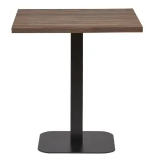 Mesa Interior Armazón Plastificado Negro con Tablero de Melamina Nogal 70x70 cm ROMA NOG