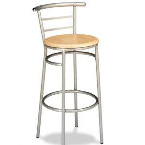 Taburete de Acero con Asiento Tapizado, Rejilla o Madera M512