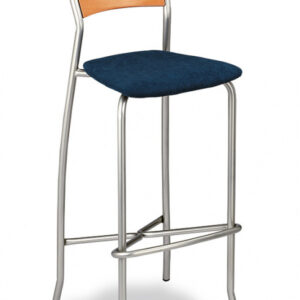 Taburete de Acero con Asiento y Respaldo Tapizado o Madera M555