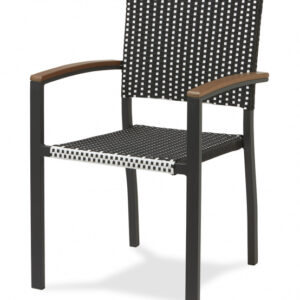 Sillón Exterior de Aluminio Plastificado, Médula Sintética y Apoyabrazos de Madera M2207