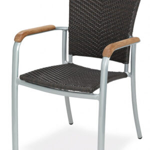 Sillón Exterior de Aluminio Plastificado, Médula Sintética y Apoyabrazos de Madera Teka M261