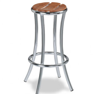 Taburete Sin Respaldo de Aluminio y Costillas Madera M570