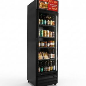 Nevera Expositora Industrial con Pantalla LCD 18,5" WIFI - 360L Negra - EVO360B