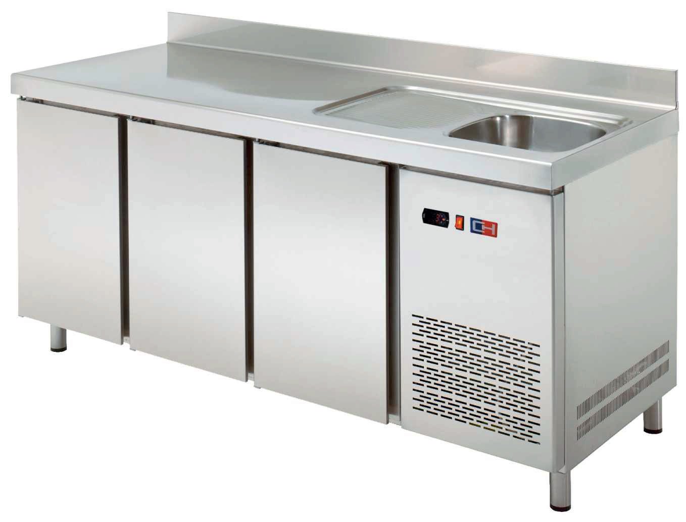 Mesa Snack Refrigerada con Fregadero Fondo 600 2 puertas MRCH-150F