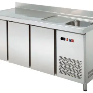 Mesa Snack Refrigerada con Fregadero Fondo 600 3 puertas MRCH-200F