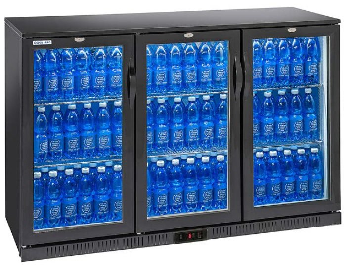 Botellero refrigerado expositor contramostrador 3 puertas pivotantes EUROFRED BBC330H