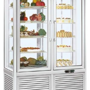 Armario refrigerado Especial Pastelería 4 caras de cristal 800 litros con 8 estantes fijos EUROFRED PRISMA800GTN