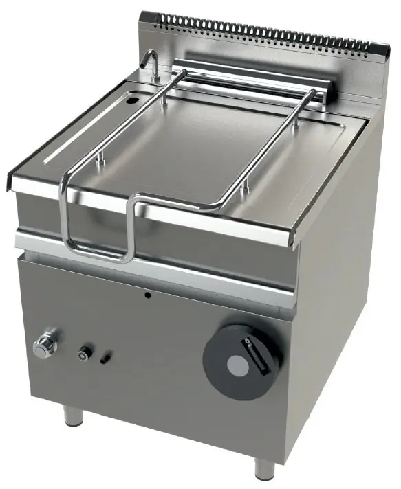Sartén basculante a gas 80L 22Kw fondo cuba acero inoxidable AISI-304 Serie 900 JUNEX de 800x900x900h mm FD9C080
