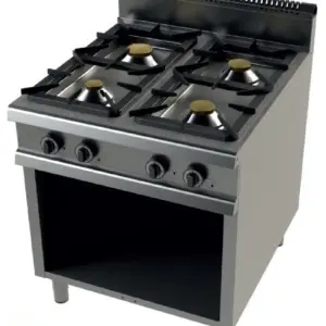 Cocina a gas con mueble de 4 fuegos 4,5+8+2x6 Kw Serie 900 JUNEX 800x900x900h mm 9400/3