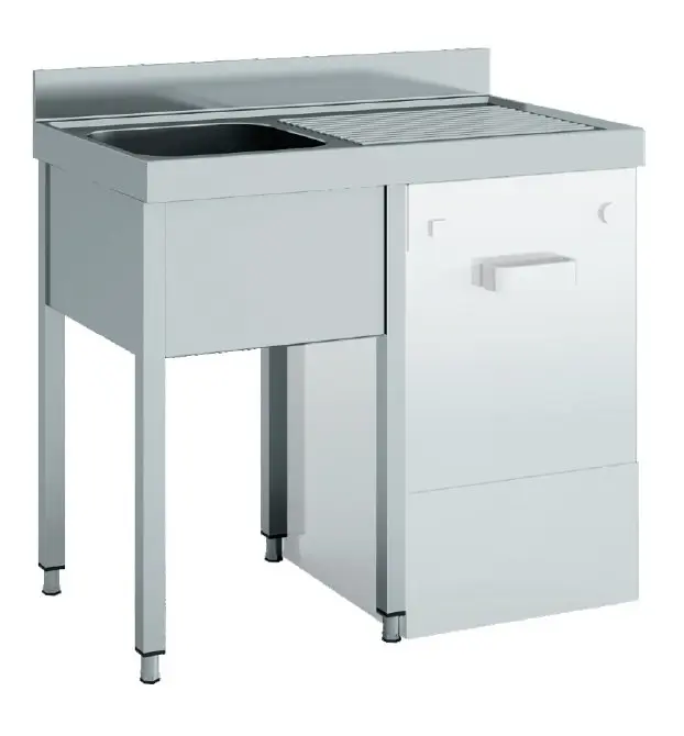 Fregadero Industrial  2 cubas + escurridor Especial Lavavajillas Desmontado de 1600 x600 x850h mm FBH166-2C-E