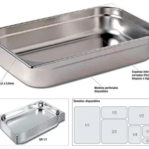 Cubetas Gastronorm Acero Inoxidable de GN1/2-40mm GNCH16