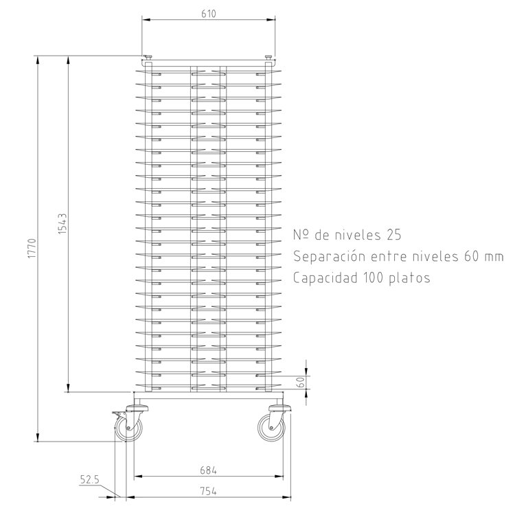 Carro Portaplatos de 100 platos CPP-100 EDENOX