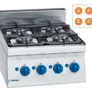 Cocina a gas 2 fuegos 4x 4,1Kw Snack 650  SCG-60 E EDENOX
