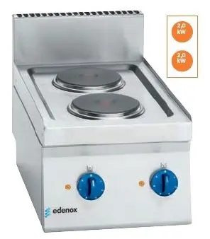 Cocina eléctrica 2 fuegos 2x2Kw Snack 650  SCE-40 E EDENOX