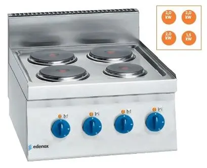 Cocina eléctrica 4 fuegos  2x2Kw Snack 650  SCE-60 E EDENOX