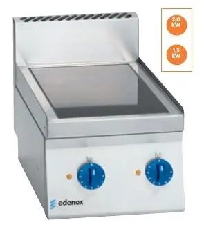 Cocina Vitrocerámica electrica 2 fuegos 1,5+2Kw Snack 650  SCV-40 E EDENOX