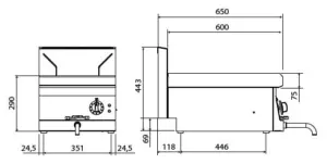 Baño María Eléctrico 15 litros GN1/1 Snack 650  SBME-40 E EDENOX