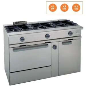 Cocina a gas 3 fuegos con horno a gas  Snack 550  TCGH-127 EDENOX