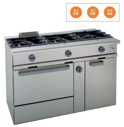 Cocina a gas 3 fuegos con horno a gas  Snack 550  TCGH-127 EDENOX