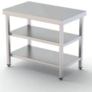 Mesa de Trabajo Acero inoxidable Central Con 2 Estante