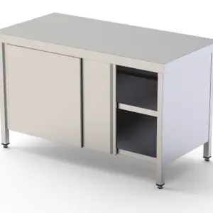 Mesa de Trabajo Acero inoxidable Central Con Puerta Corredera a 1 cara