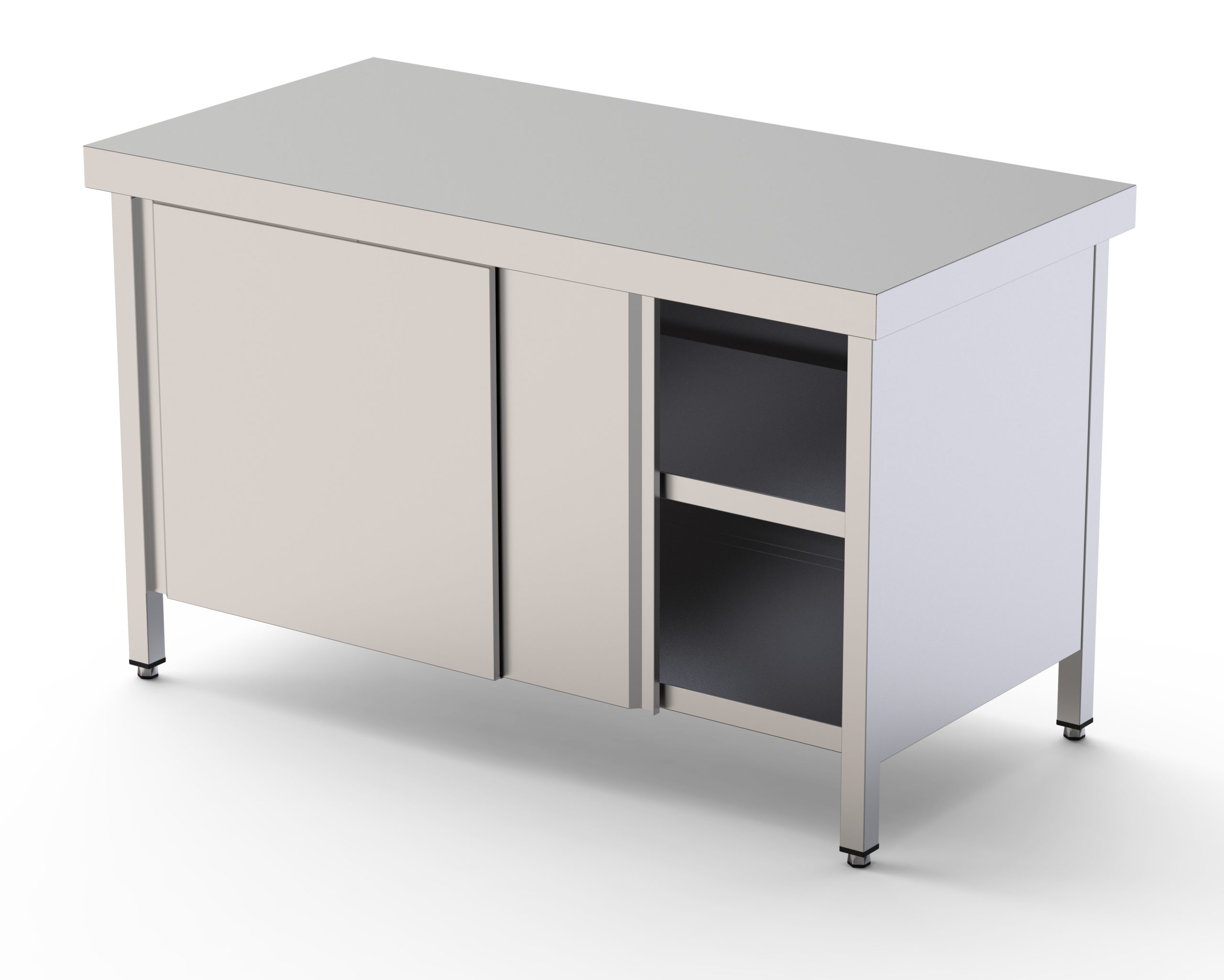 Mesa de Trabajo Acero inoxidable Central Con Puerta Corredera a 1 cara