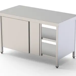 Mesa de Trabajo Acero inoxidable Central Con Puerta Corredera en Ambas Caras
