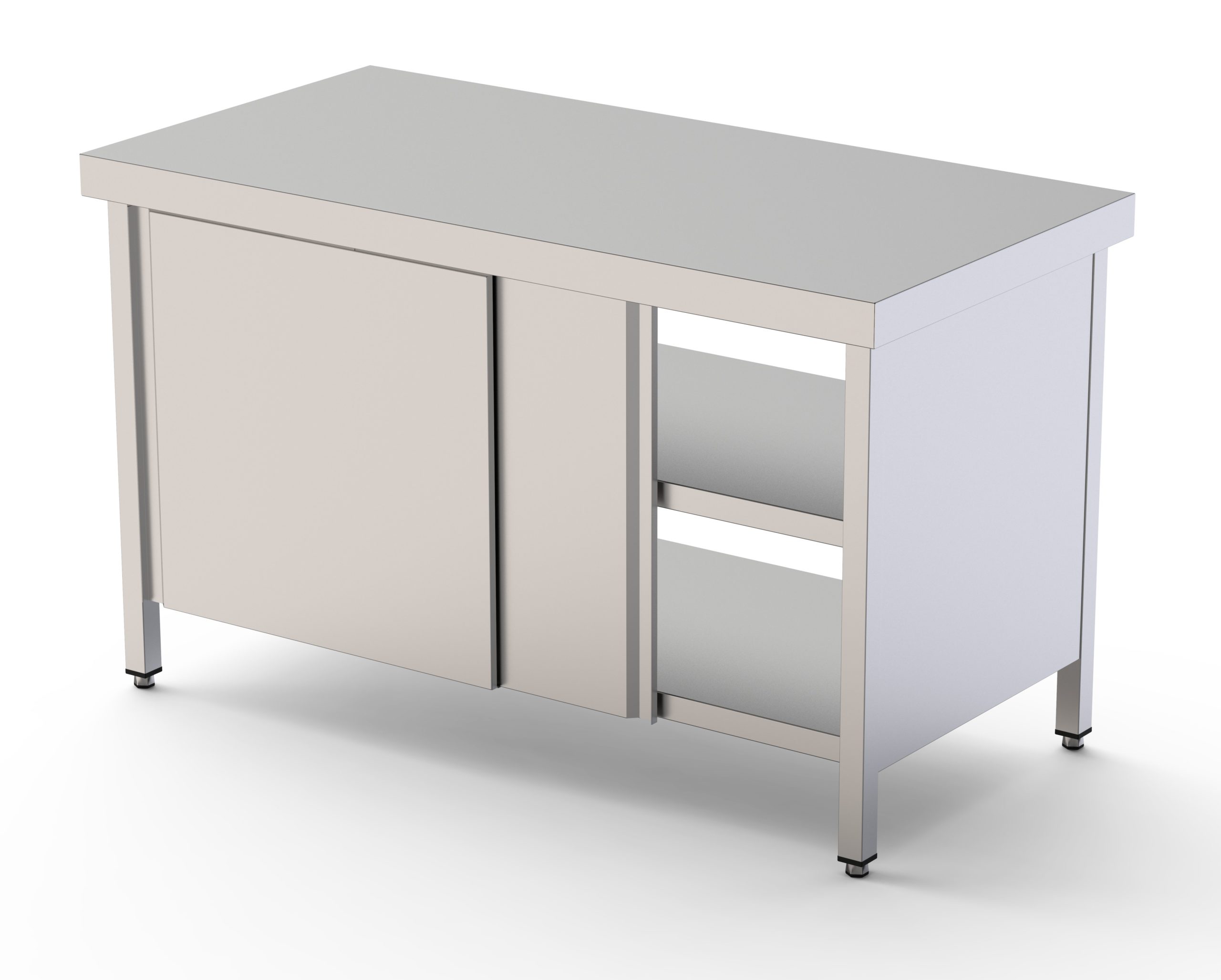 Mesa de Trabajo Acero inoxidable Central Con Puerta Corredera en Ambas Caras