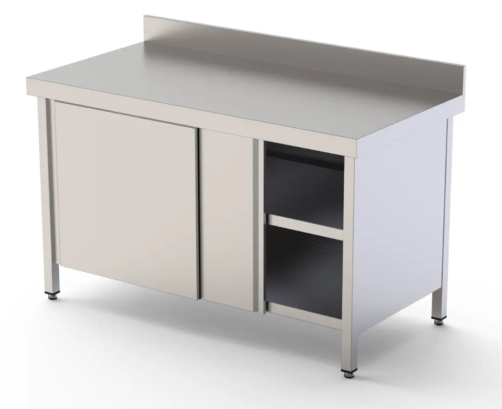 Mesa de Trabajo Acero inoxidable Mural Con Puerta Corredera a 1 cara