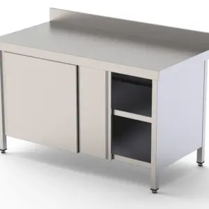 Mesa de Trabajo Acero inoxidable Mural Con Puerta Corredera a 1 cara