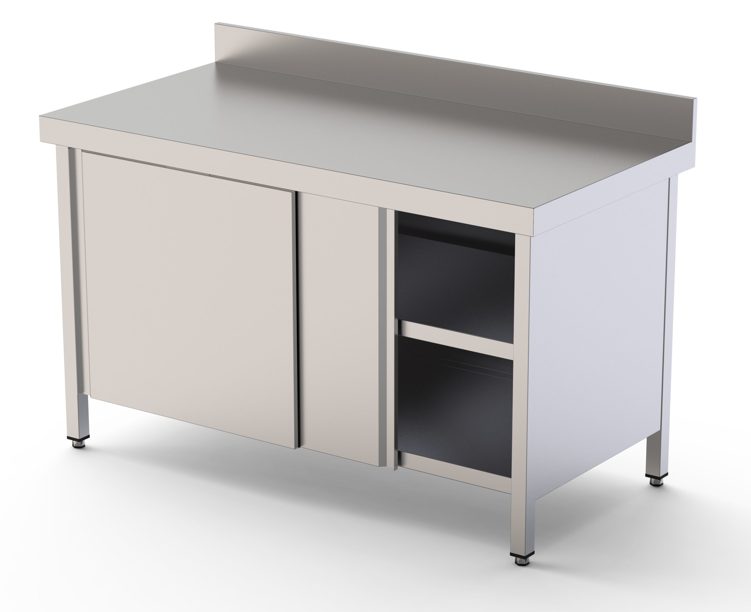 Mesa de Trabajo Acero inoxidable Mural Con Puerta Corredera a 1 cara