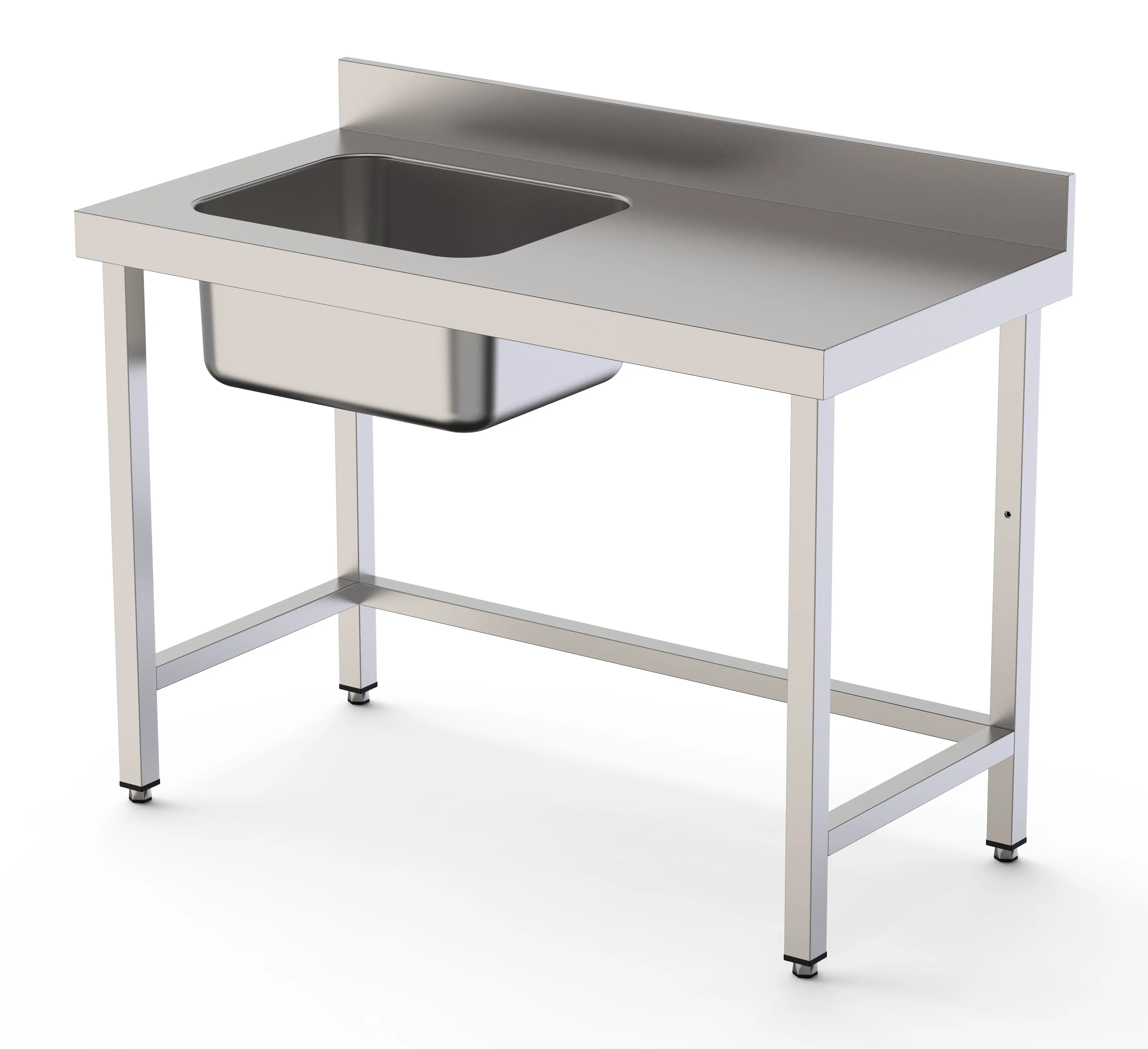 Mesa de Trabajo Acero Inoxidable Mural Sin Estante y Con Cubeta