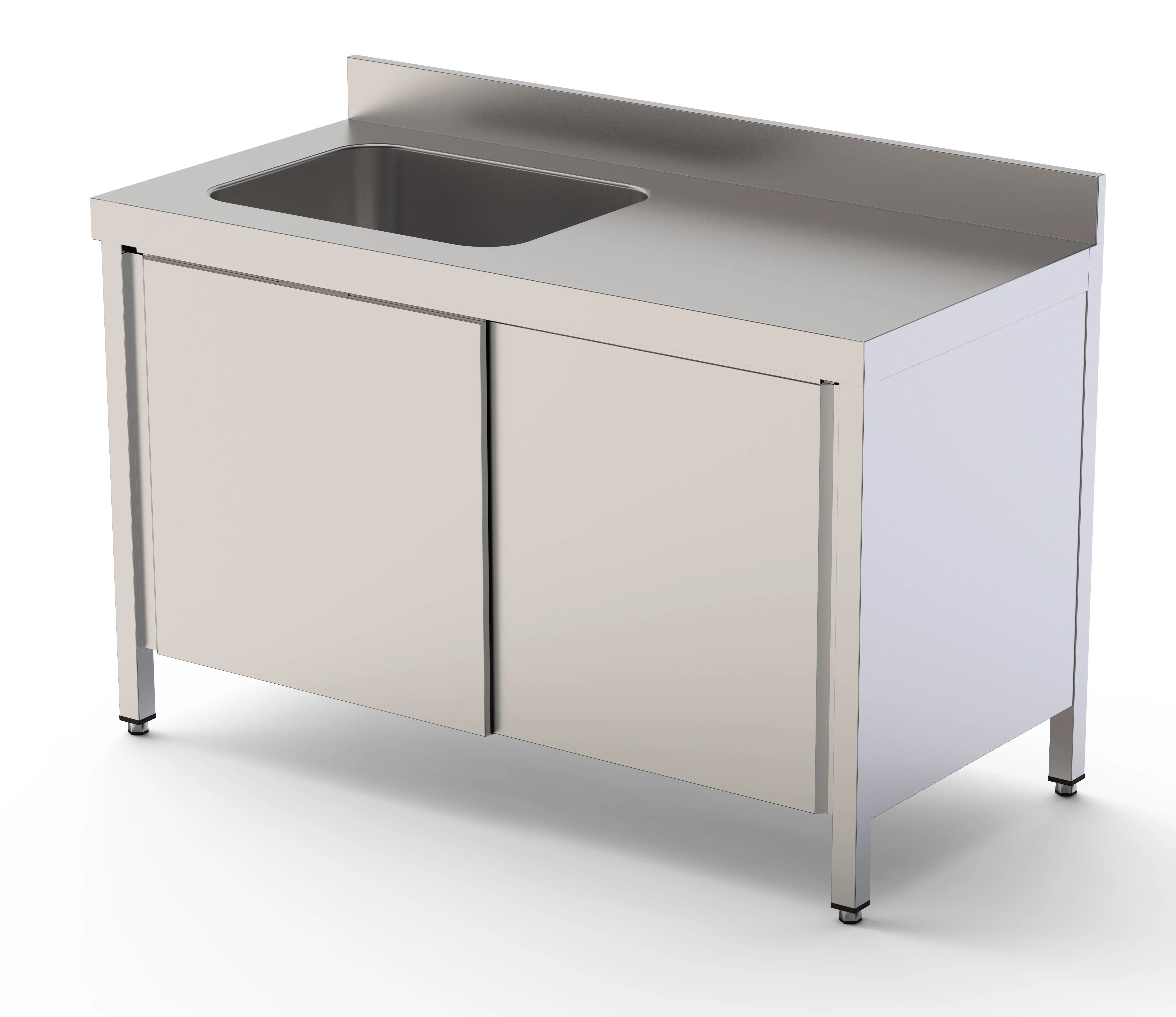 Mesa de Trabajo Acero Inoxidable Mural Con Puertas y Con Cubeta