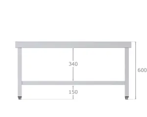 Mesa de Trabajo Acero Inoxidable Baja Central Sin Estante