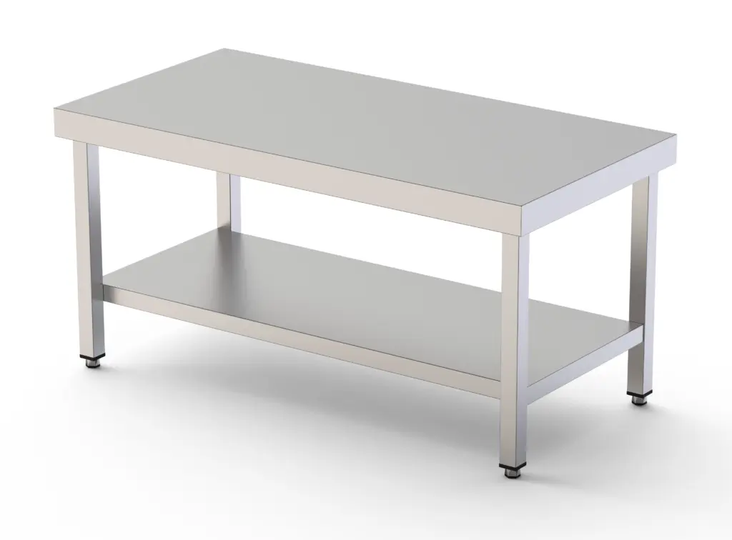Mesa de Trabajo Acero Inoxidable Baja Central Con 1 Estante