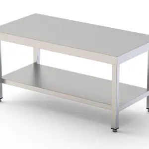 Mesa de Trabajo Acero Inoxidable Baja Central Con 1 Estante