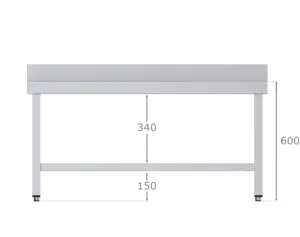 Mesa de Trabajo Acero Inoxidable Baja Mural Con 1 Estante